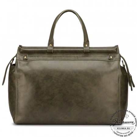 Кожаный дорожный саквояж "Сальери" (хаки гладкая кожа)