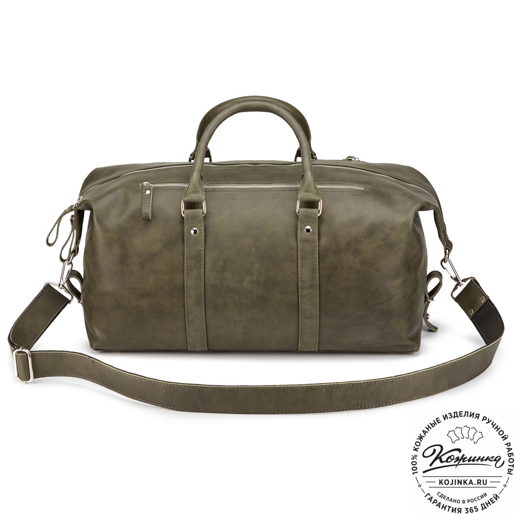 Кожаная дорожно-спортивная сумка Англия (хаки гладкая кожа)