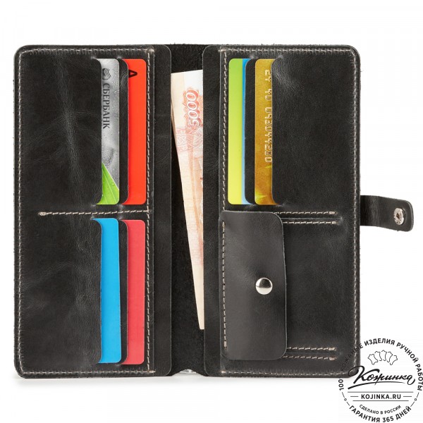 Кожаное портмоне "Турция" (чёрное). фото 1