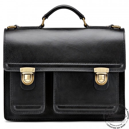 Мужской кожаный портфель "Оптима II" (чёрный)