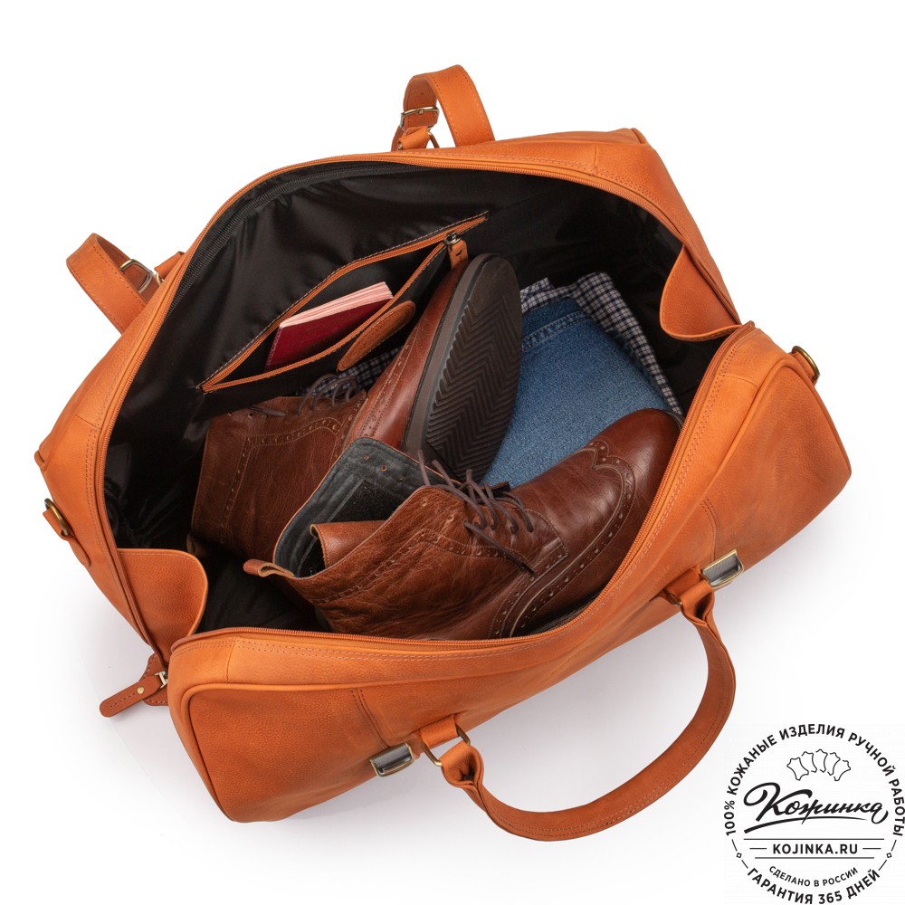 Кожаная дорожная сумка "Филипп" (терракот крейзи фактура)