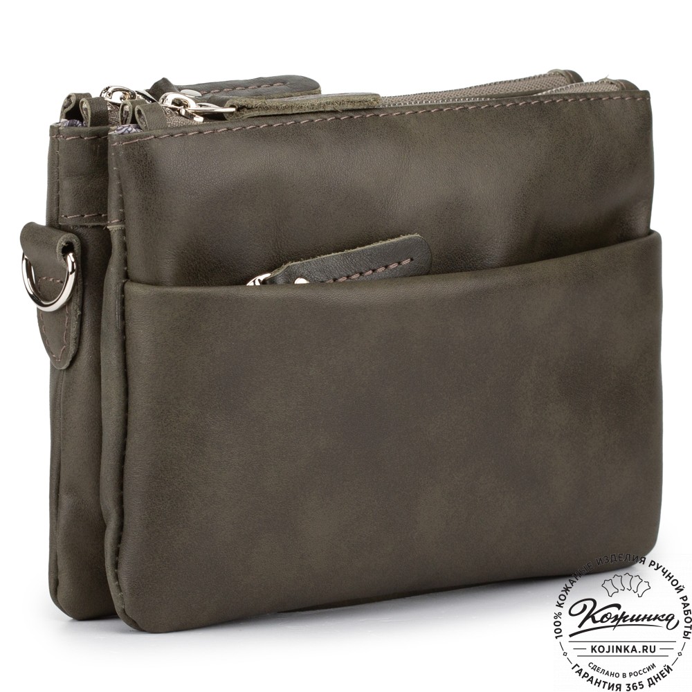 Женская кожаная сумка "Хельга" (хаки гладкая кожа)
