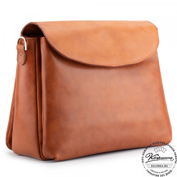Кожаная женская сумка "Кейт" (рыжая). фото 1