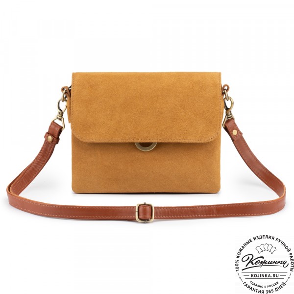 Женская сумка из кожи и замши  "Мишель мини" (рыжая). фото 1