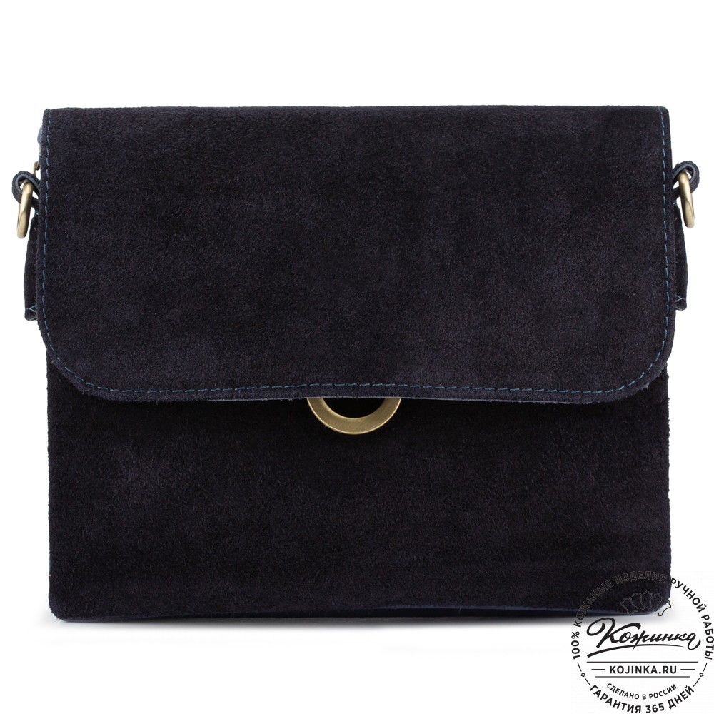 Женская сумка из кожи и замши  "Мишель мини" (синяя)