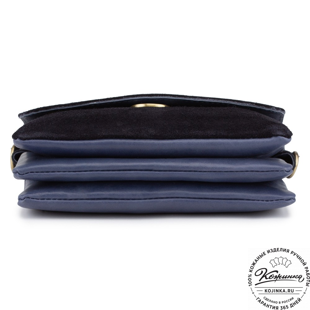 Женская сумка из кожи и замши  "Мишель мини" (синяя)