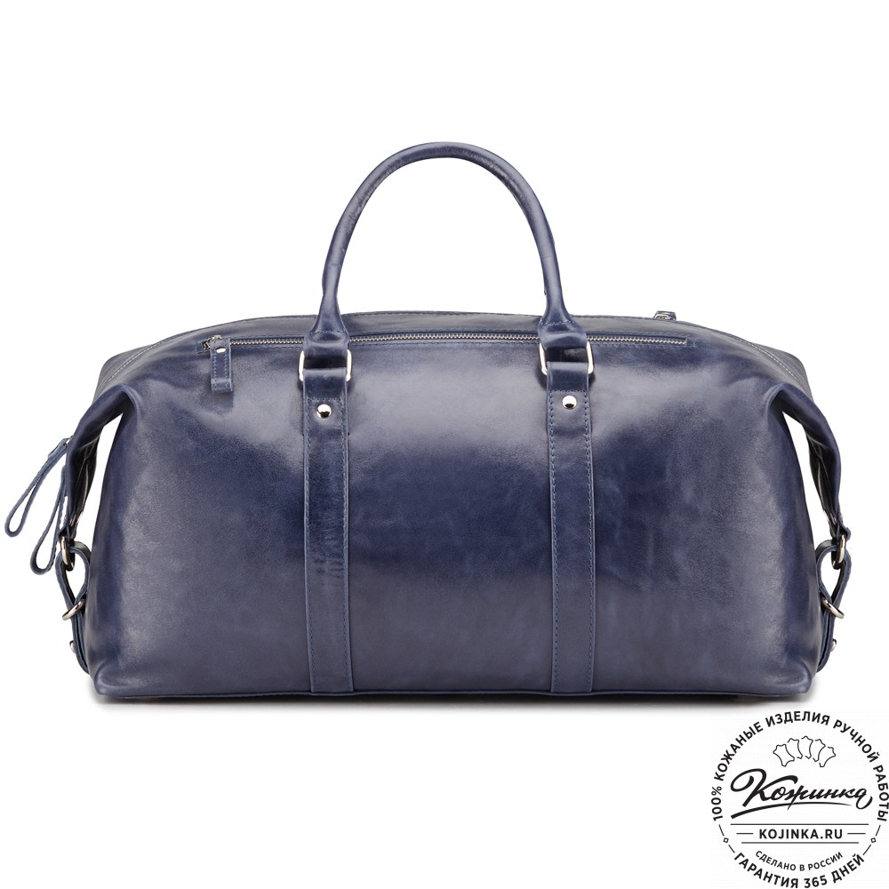 Кожаная дорожно-спортивная сумка Англия (синяя)