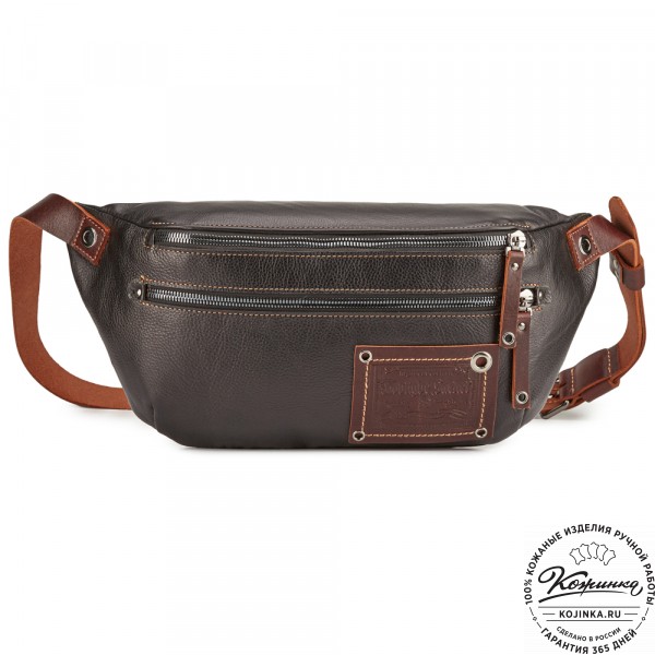 Кожаная нагрудная сумка "Мельбурн" (черная). фото 1