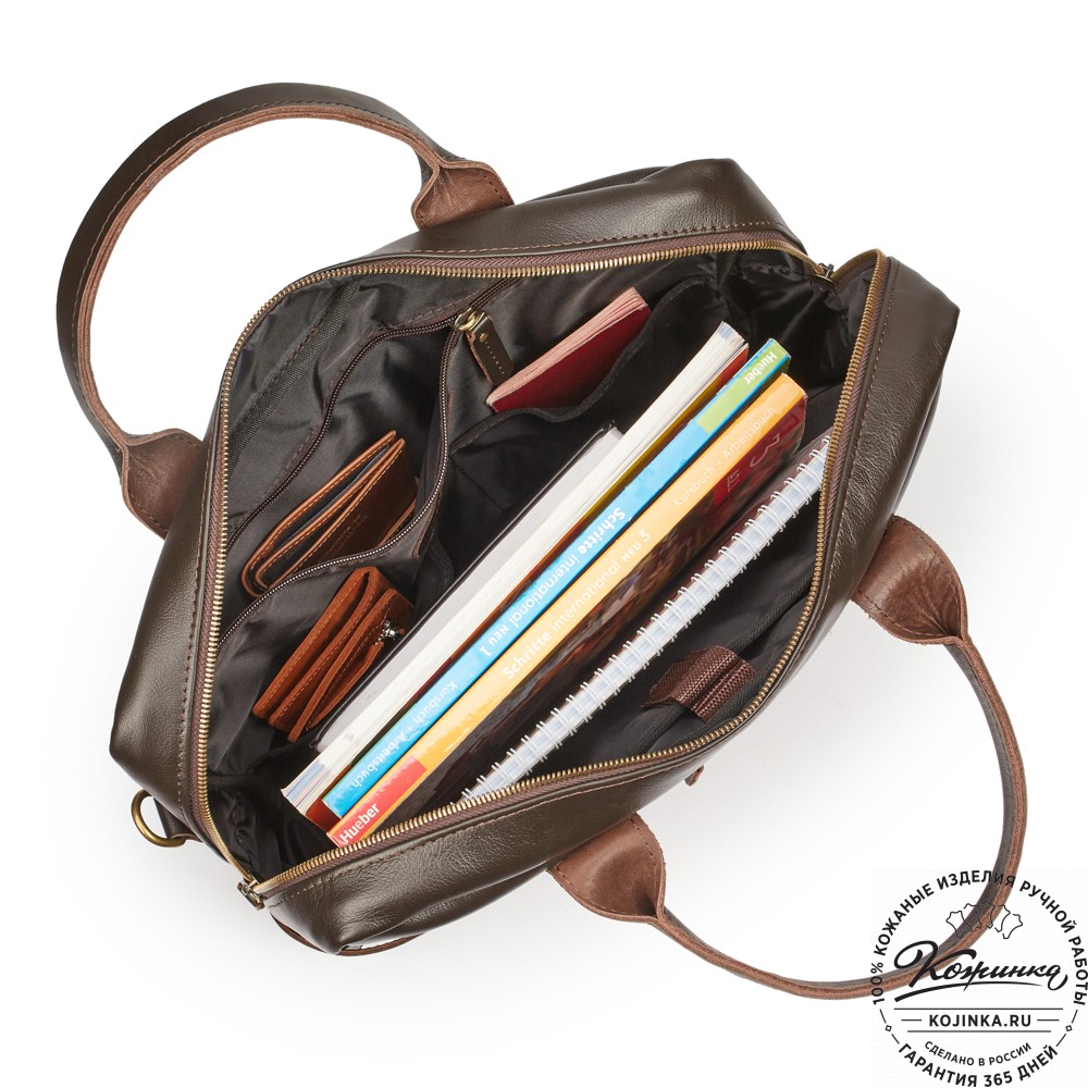 Кожаная деловая сумка "Роджер" (коричневая) 