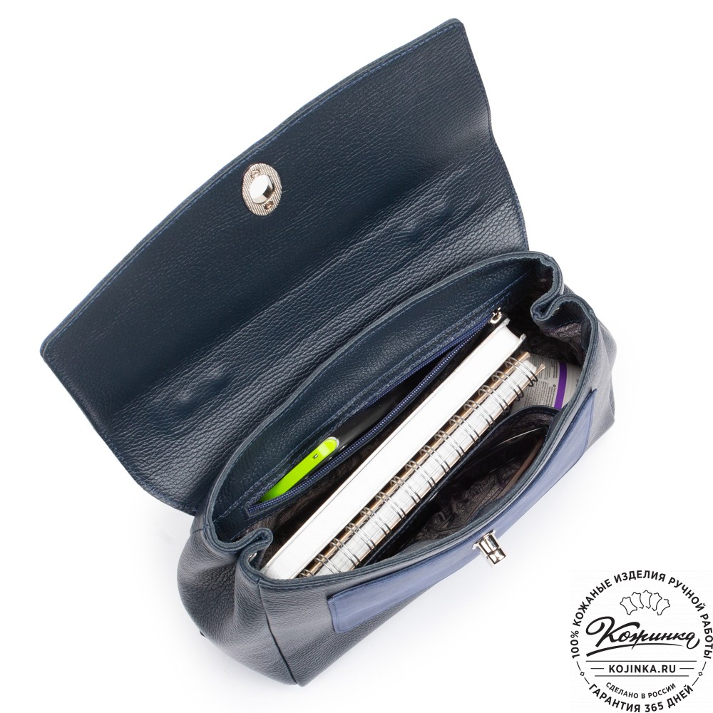 Женская кожаная сумка "Эстель" (синяя)