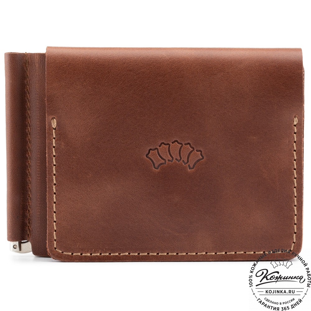 Кожаный зажим для денег "Кения" (коричневый)