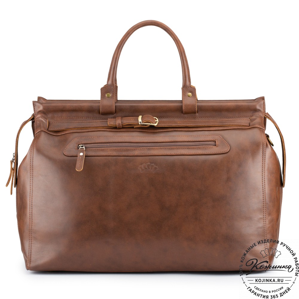 Кожаный дорожный саквояж "Сальери" (коричневая гладкая кожа)