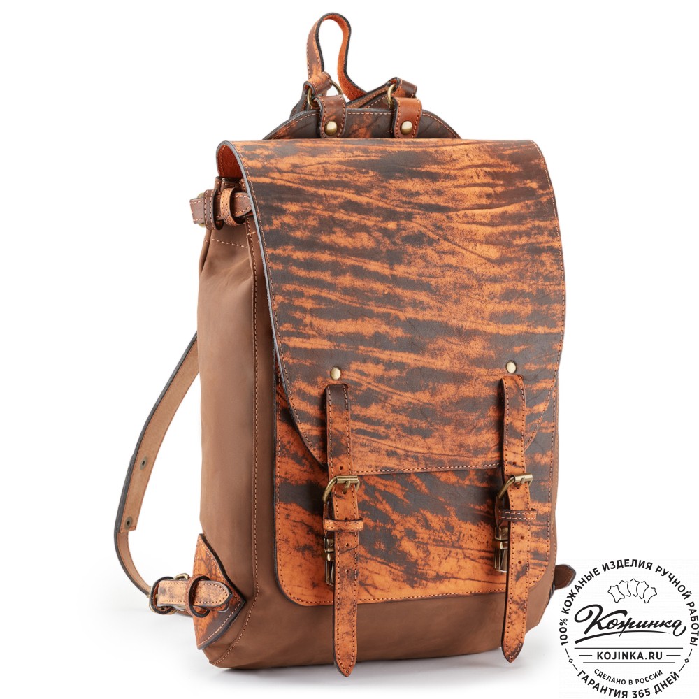 Кожаный рюкзак "Рафаэль New" (коричневый с рыжем старением)