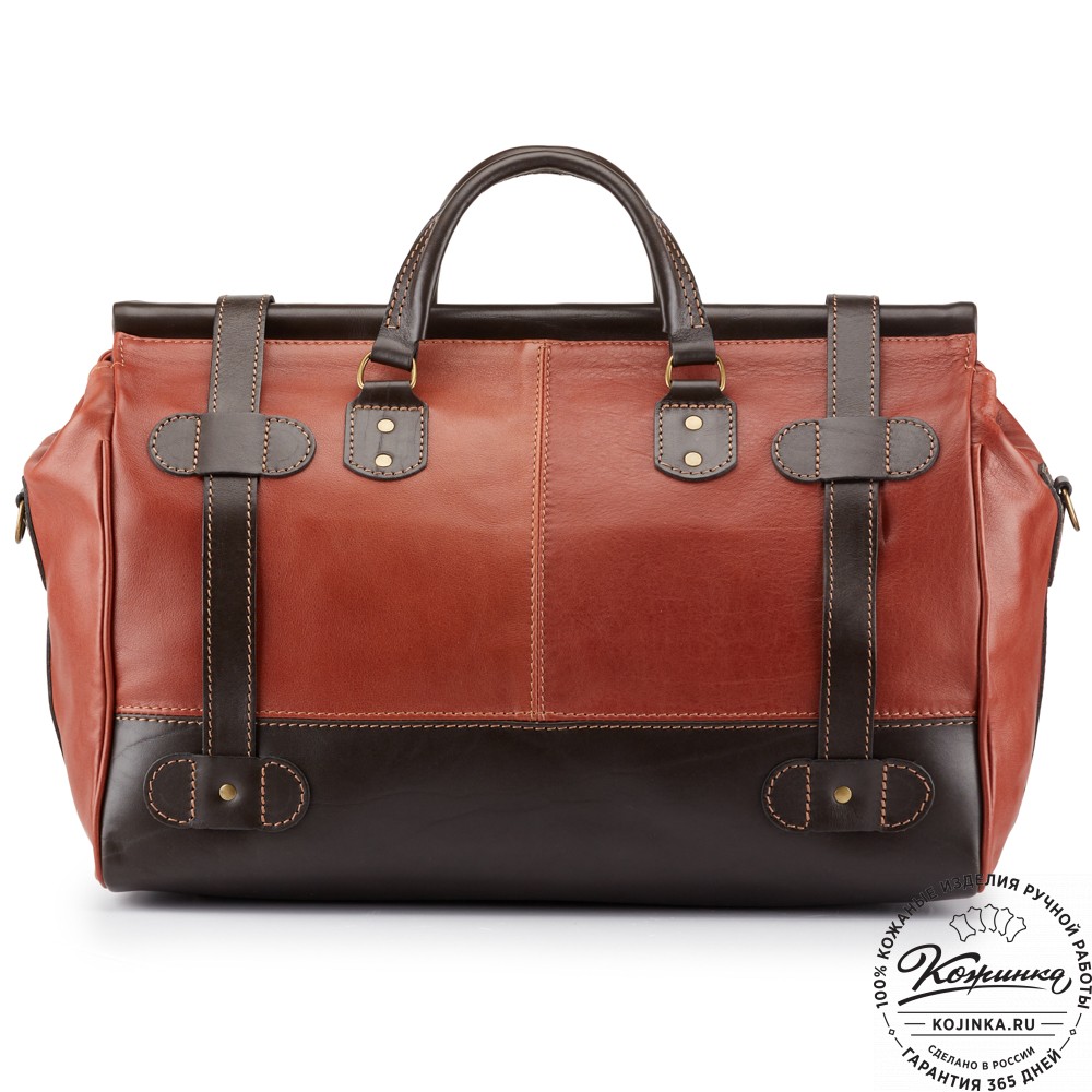 Кожаный дорожный саквояж "Большой" (светло-коричневый)