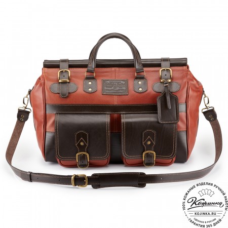 Кожаный дорожный саквояж "Большой" (светло-коричневый)