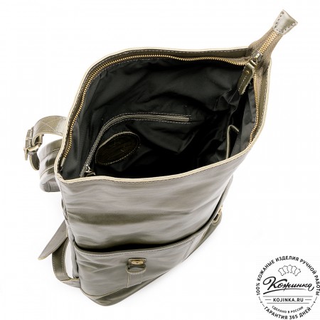 Кожаный рюкзак "Бэнжамин" (хаки гладкая кожа)