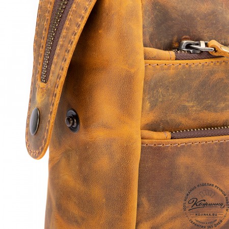 Кожаная деловая сумка "Гранд" (рыжий крейзи)