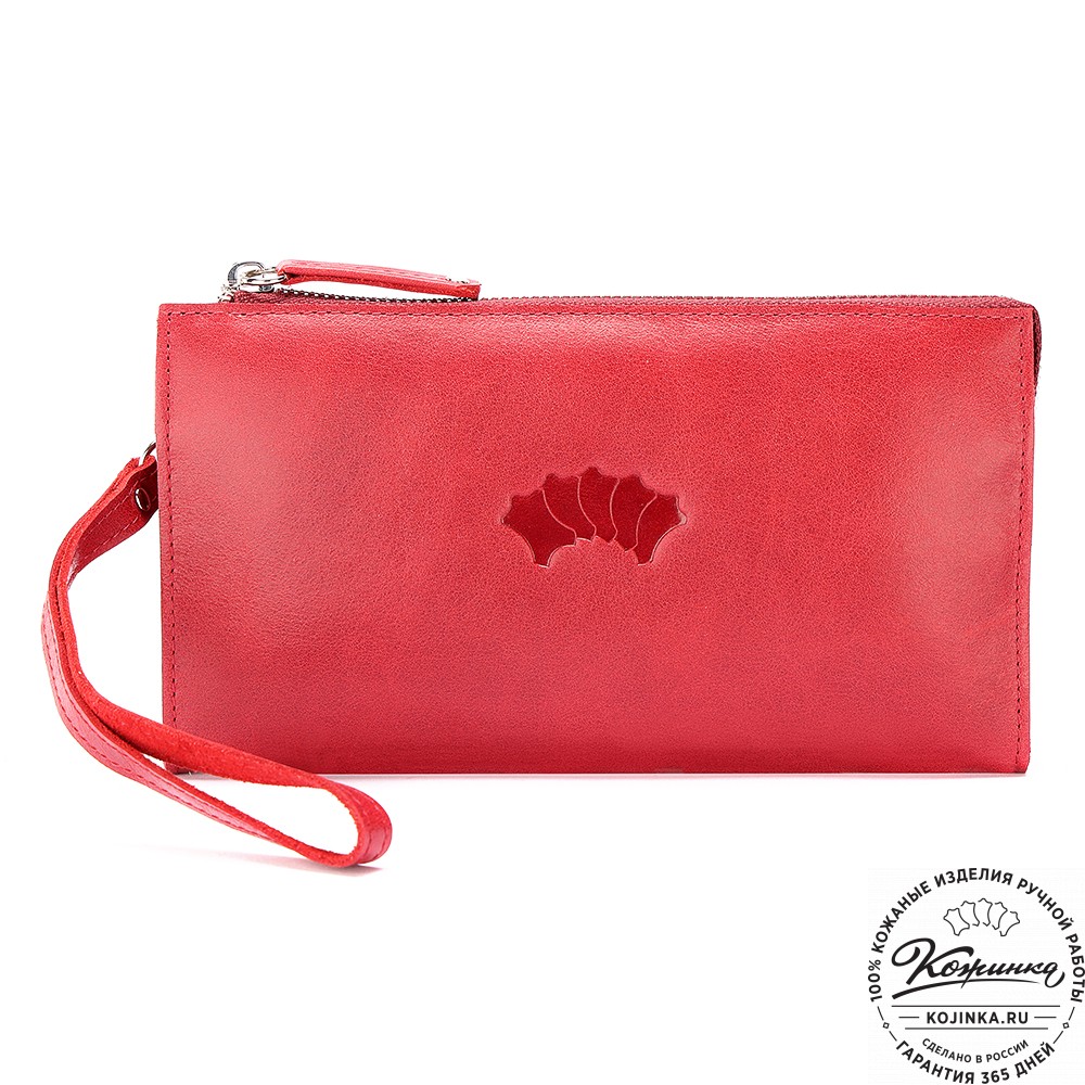 Кожаный клатч  Москва (малина)