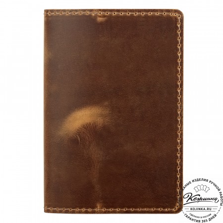 Кожаная обложка на паспорт "Будапешт" (коричневый крейзи)