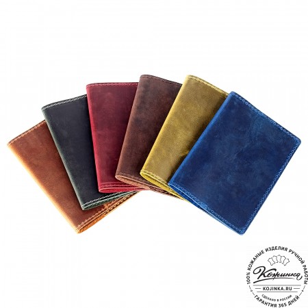 Кожаная обложка на паспорт "Будапешт" (синий крейзи)