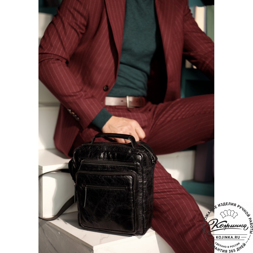 Кожаная сумка "Гектор" (чёрный антик)