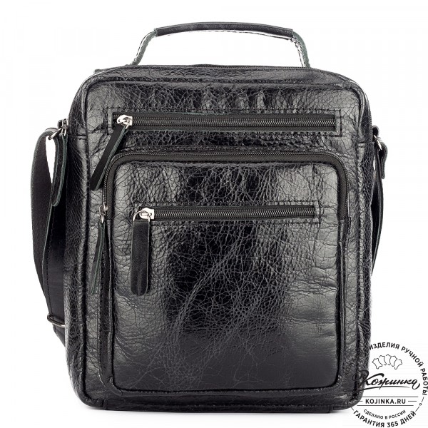 Кожаная сумка "Гектор" (чёрный антик). фото 1