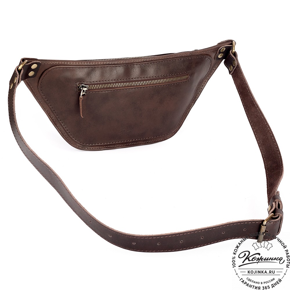 Кожаная сумка на пояс "Рики" (коричневая гладкая кожа)