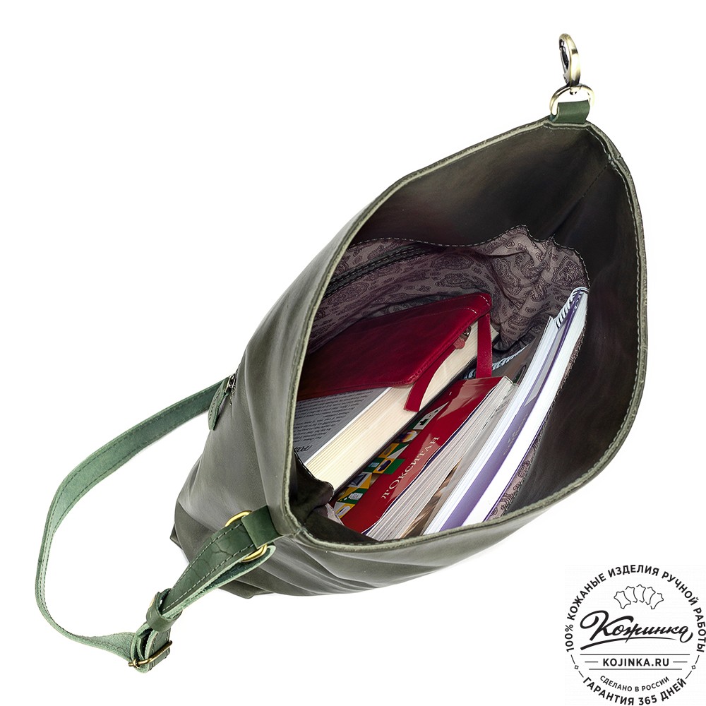 Кожаная сумка "Верона" (хаки гладкая кожа)