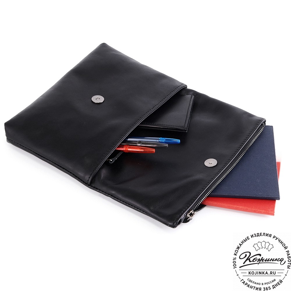 Кожаный клатч "Молли" (чёрный)