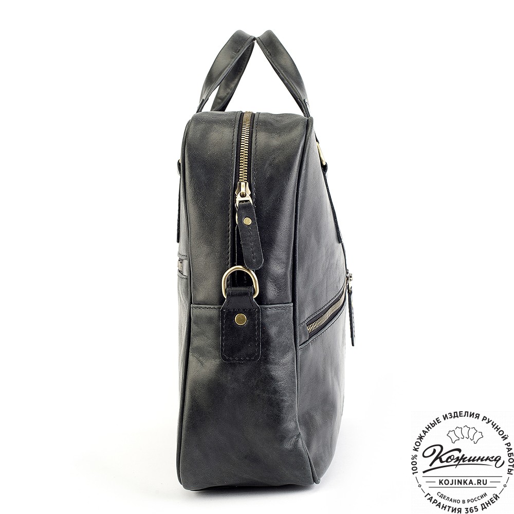 Кожаная деловая сумка "Окленд нью" (чёрный антик)