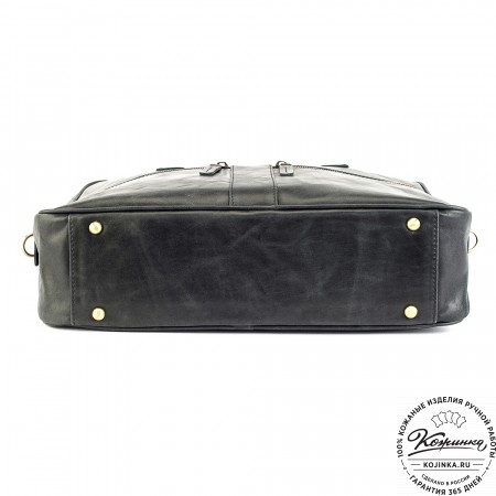Кожаная деловая сумка "Окленд нью" (чёрный антик)