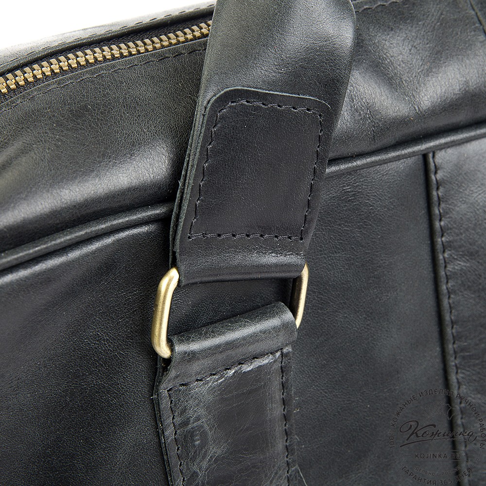 Кожаная деловая сумка "Окленд нью" (чёрный антик)