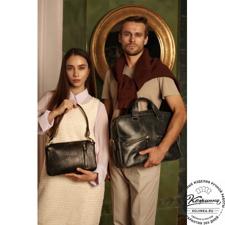 Кожаная деловая сумка "Окленд нью" (синий антик)