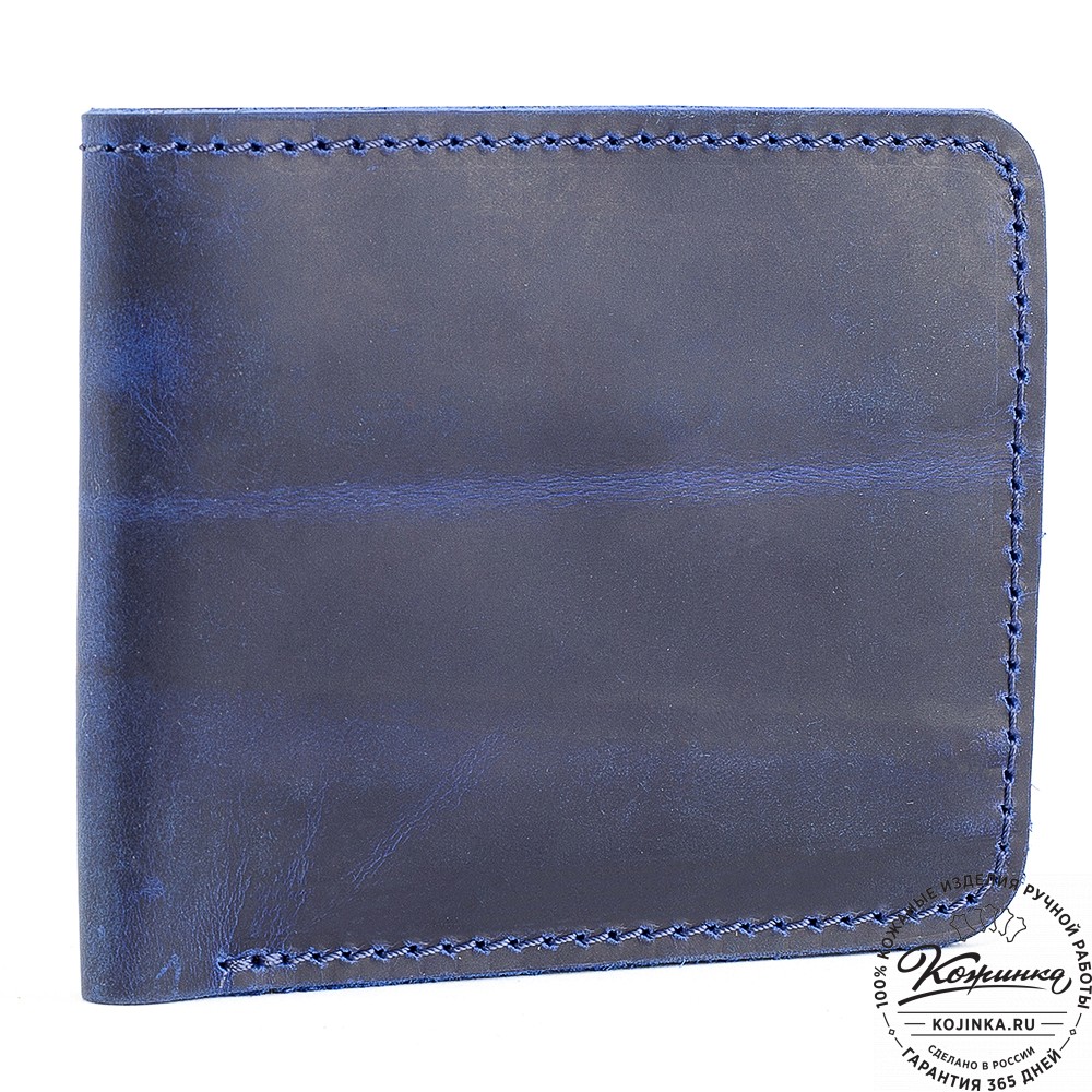 Кожаный бумажник "Рокки" (синий крейзи)