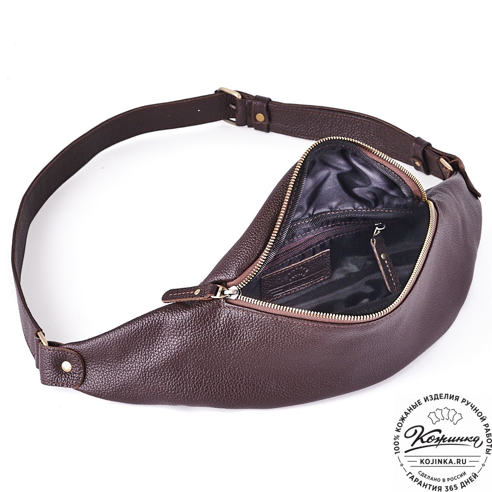 Кожаная сумка на пояс "Шерман" (коричневая) 