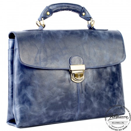 Кожаный портфель "Александрия" (синий антик)