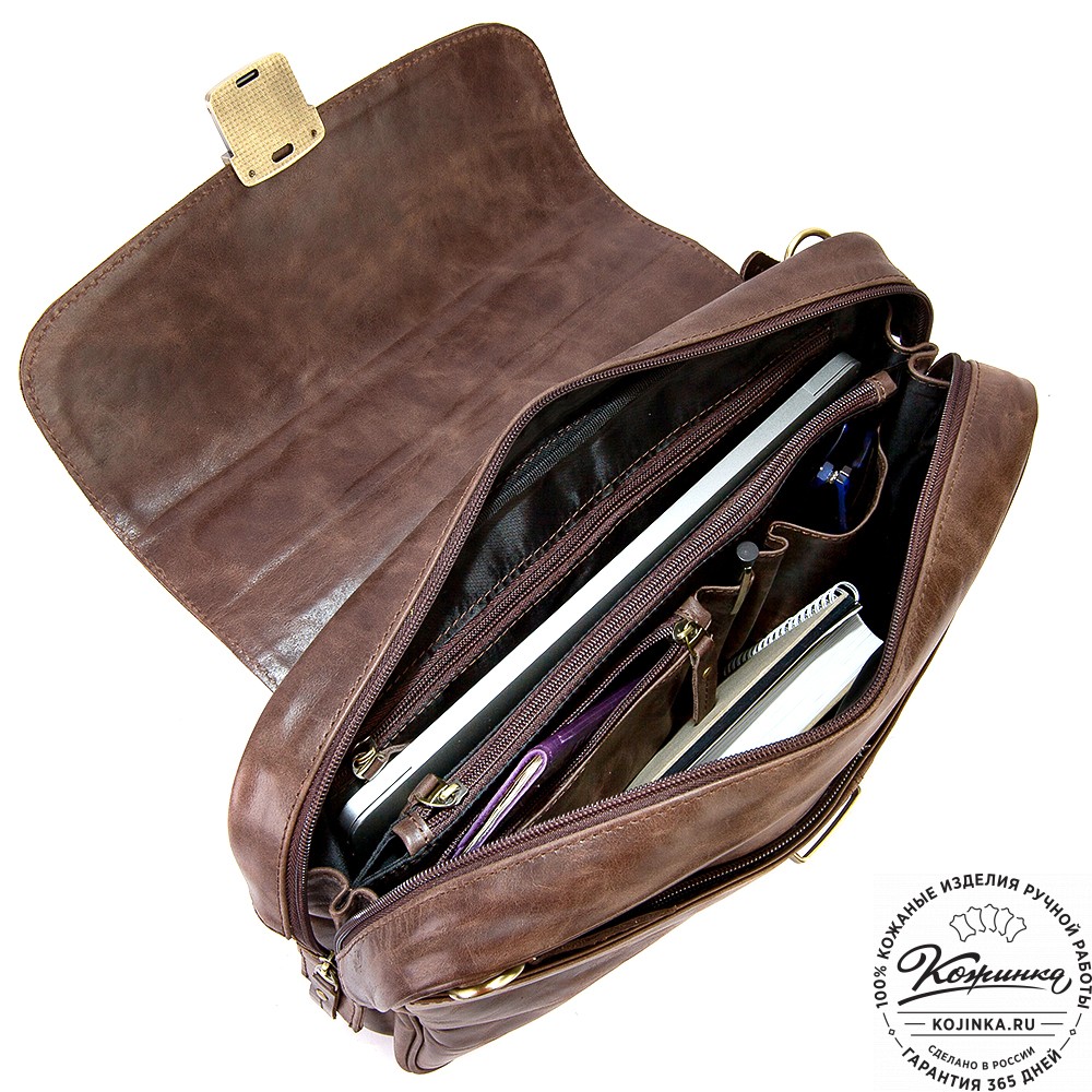 Кожаный портфель "Эдгар" (тёмно-коричневый антик)