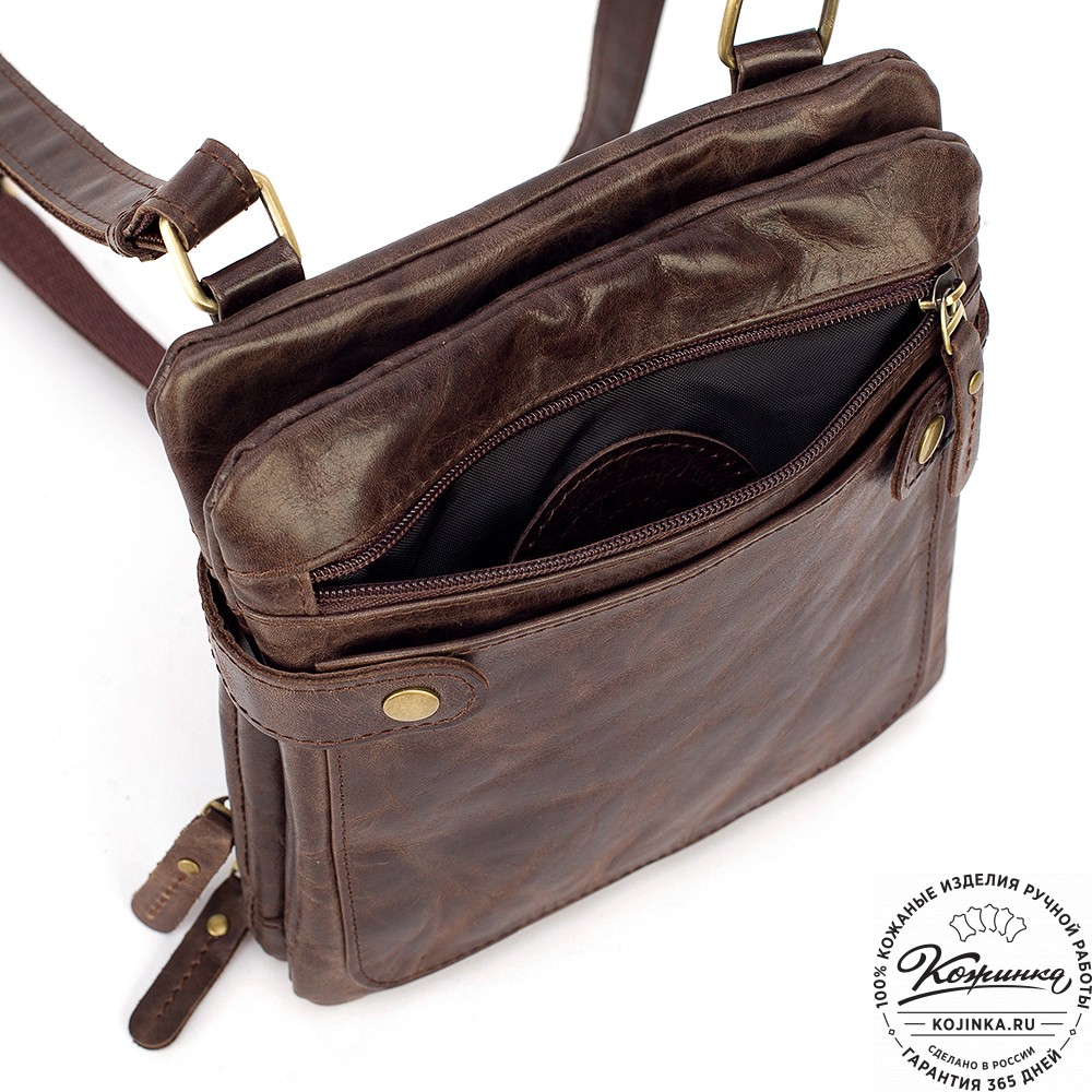 Кожаная сумка "Феликс" (тёмно-коричневый антик) 