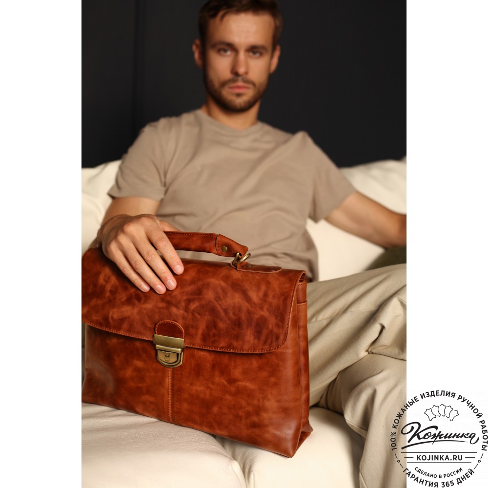 Кожаный портфель "Александрия" (синий антик)