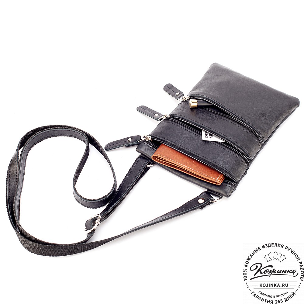 Кожаная сумка "Аллен макси" (чёрная)