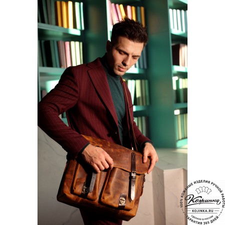 Кожаная сумка "Форман" (бордо-коричневый)