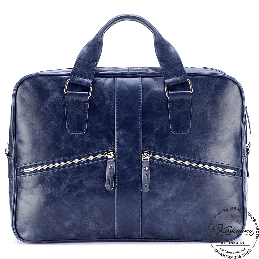 Кожаная деловая сумка "Окленд нью" (синий антик)