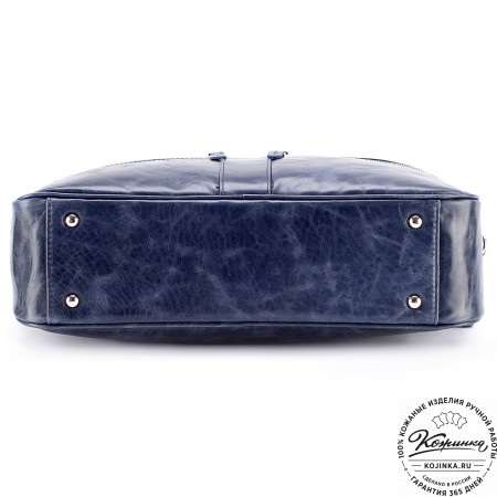 Кожаная деловая сумка "Окленд нью" (синий антик)