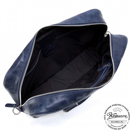 Кожаная деловая сумка "Окленд нью" (синий антик)