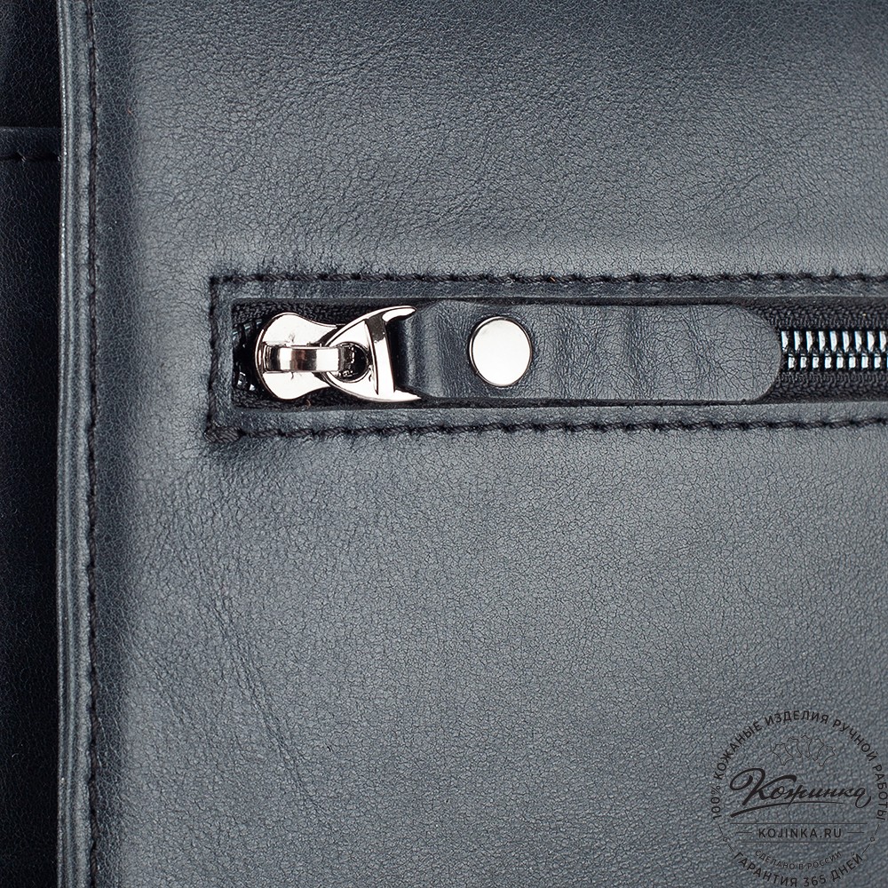 Мужская кожаная сумка "Вильнюс" (чёрная)