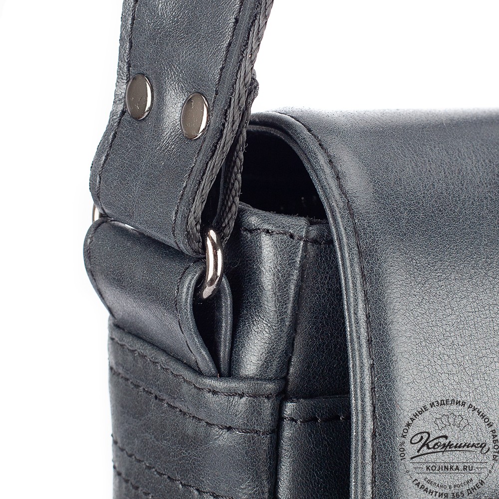Мужская кожаная сумка "Вильнюс" (чёрная)