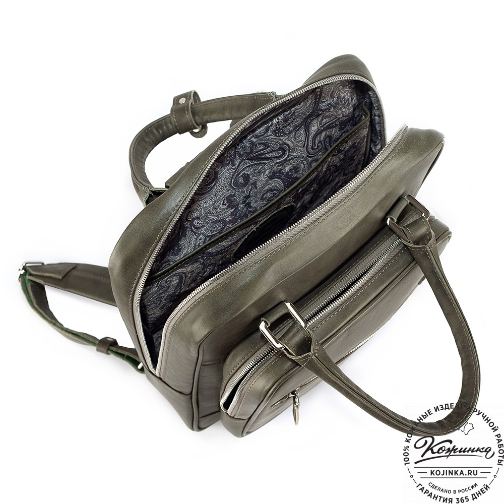 Кожаный рюкзак "Касандра" (хаки гладкая кожа)