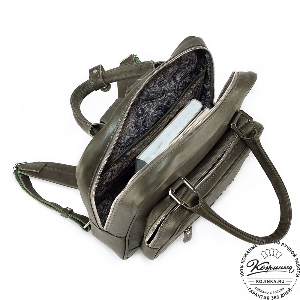 Кожаный рюкзак "Касандра" (хаки гладкая кожа)