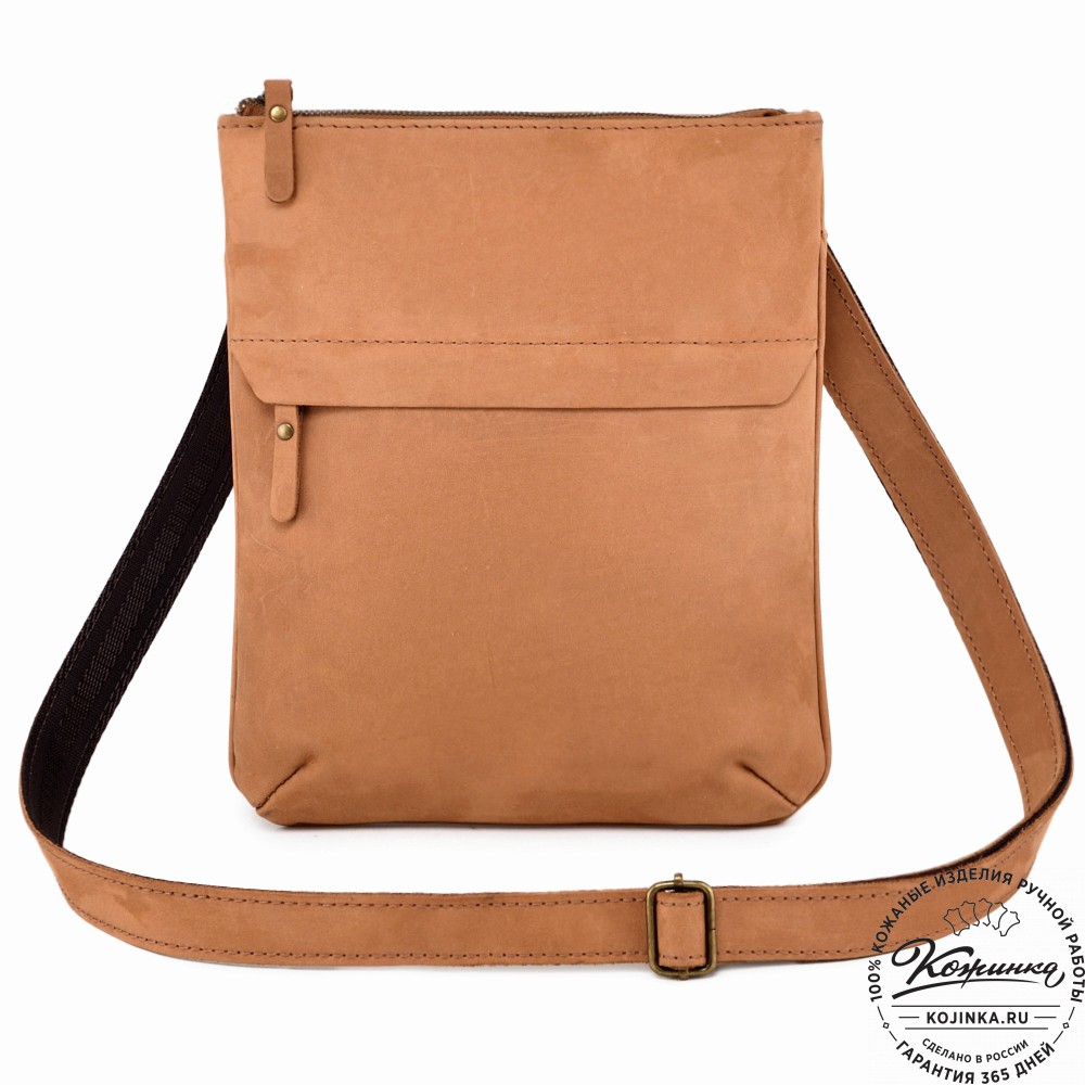  Мужская кожаная сумка "Говард" (песочный крейзи)