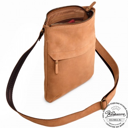  Мужская кожаная сумка "Говард" (песочный крейзи)